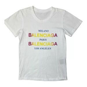 Balenciaga White Cotton Printed Crew Neck T Shirt S Men 2017 Milano Paris LA